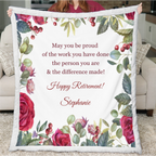 Personalized Red Rose Retirement Blanket – Custom Name Minky Throw