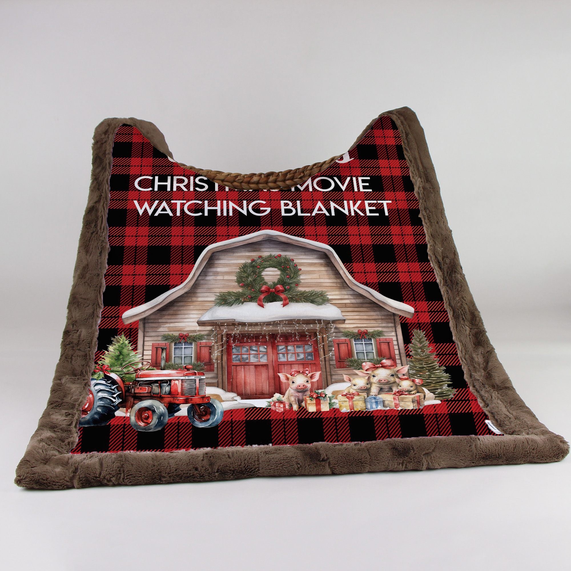 Christmas Movie Watching Blanket – Cozy Buffalo Plaid Holiday Throw
