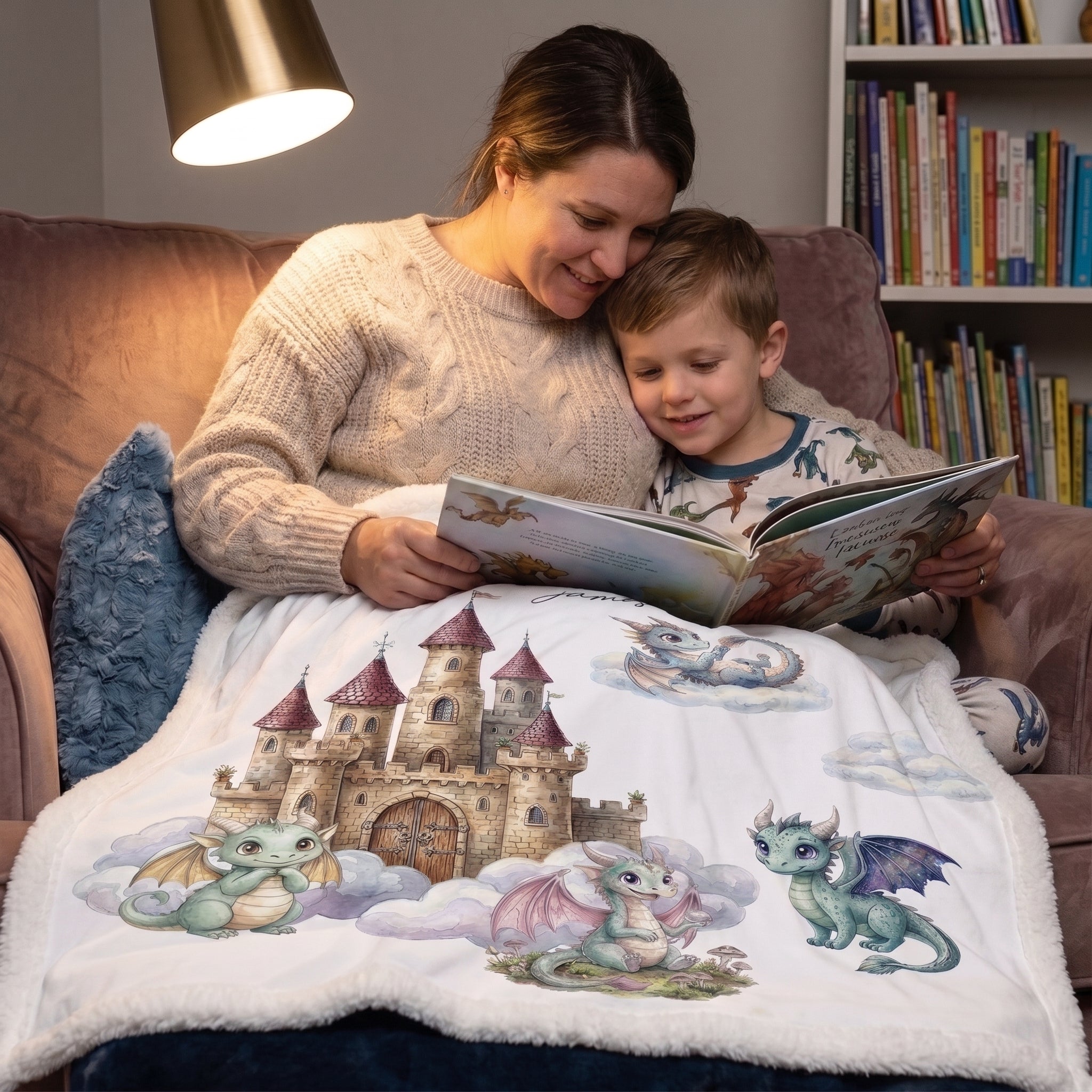 Dragon & Castle Personalized Baby Blanket – Nursery Keepsake