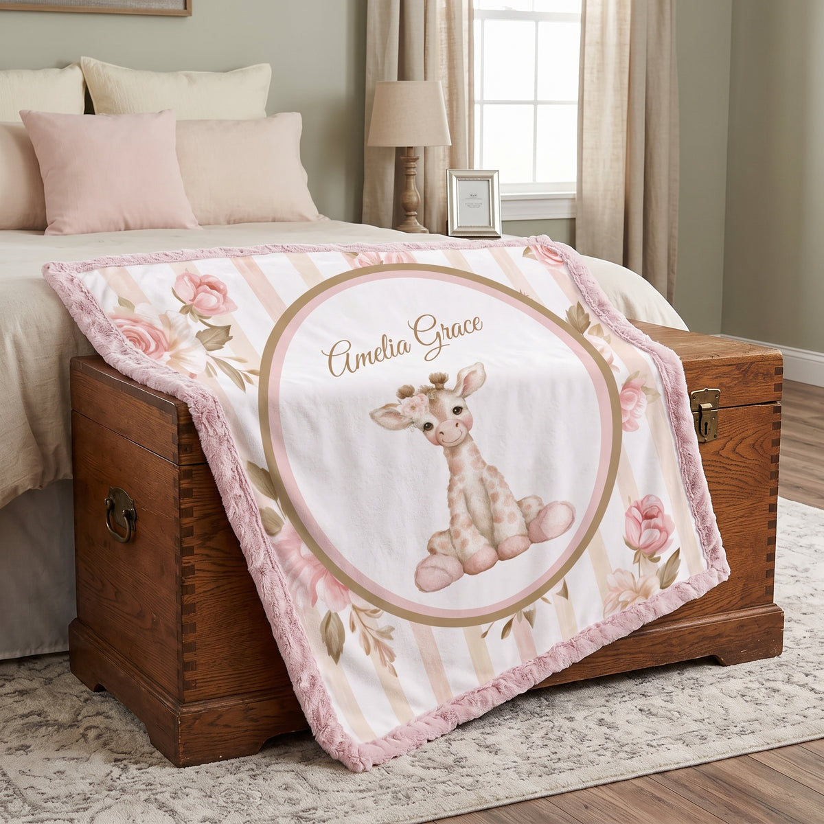 Personalized Giraffe Baby Blanket – Baby Shower Gift