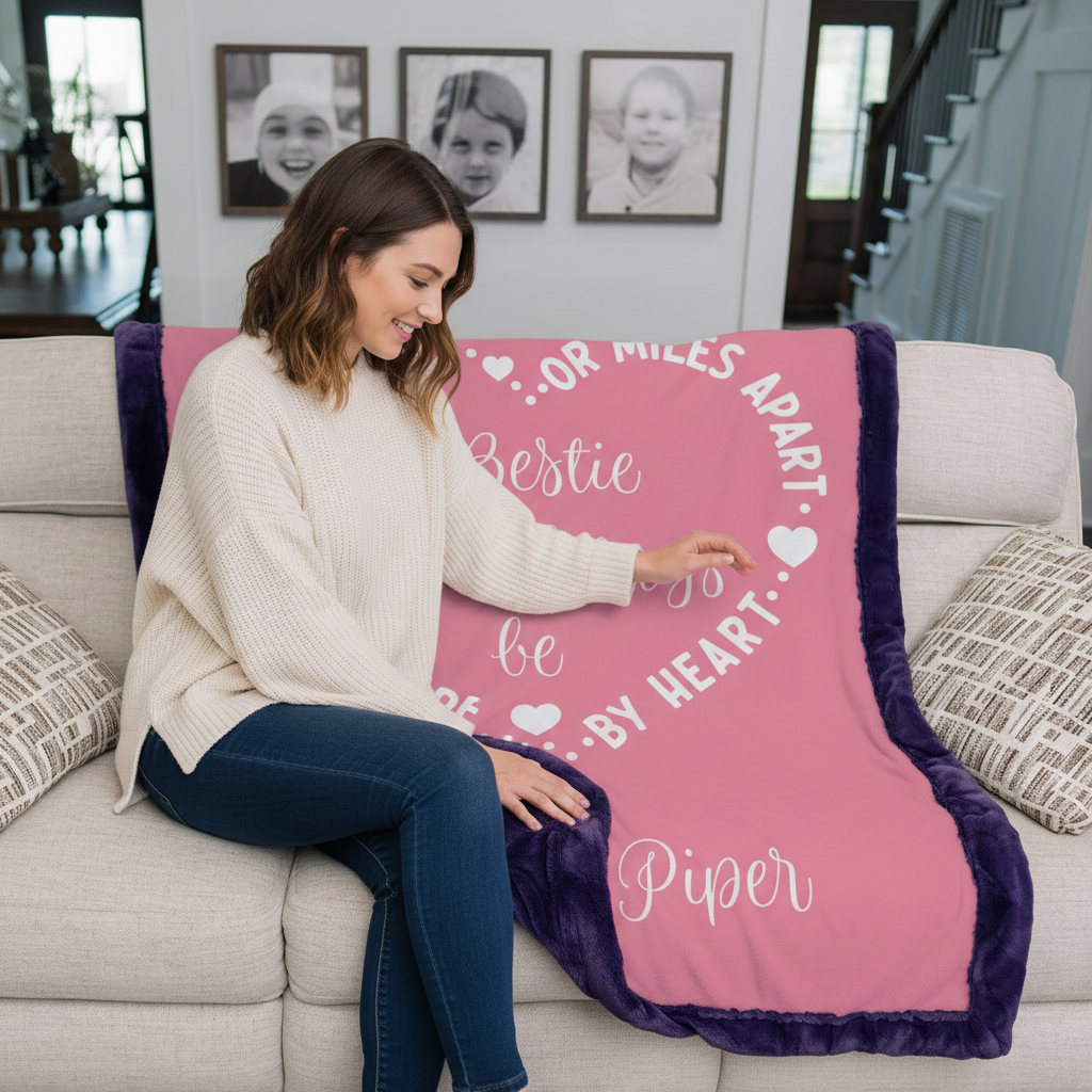 Personalized Best Friends Minky Blanket – Long Distance Friendship Gift