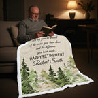 Personalized Retirement Blanket – Forest Theme Soft Minky Throw