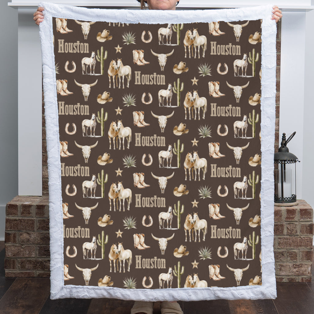 Western Horse Baby Blanket – Personalized with Baby's Name