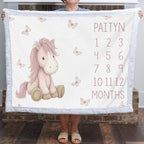 Personalized Pony Milestone Blanket – Monthly Photo Keepsake