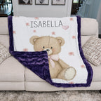 Teddy Bear Personalized Baby Blanket – Pink Minky