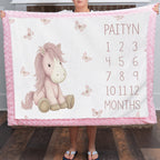Personalized Pony Milestone Blanket – Monthly Photo Keepsake