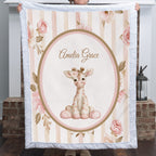 Personalized Giraffe Baby Blanket – Baby Shower Gift
