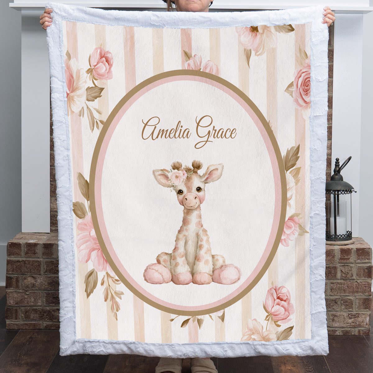 Personalized Giraffe Baby Blanket – Baby Shower Gift