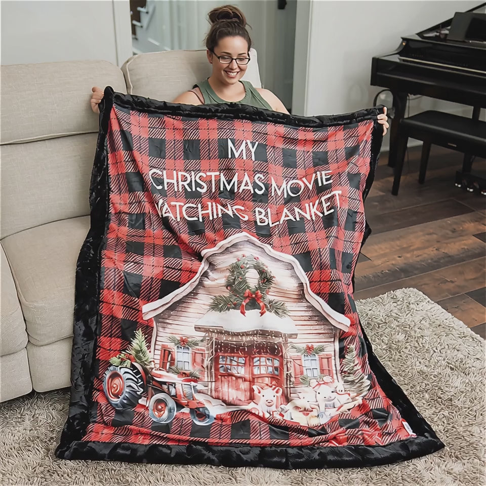 Personalized Christmas Movie Watching Blanket – Farm Plaid