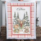 Woodland Christmas Baby Blanket – Personalized with Baby's Name