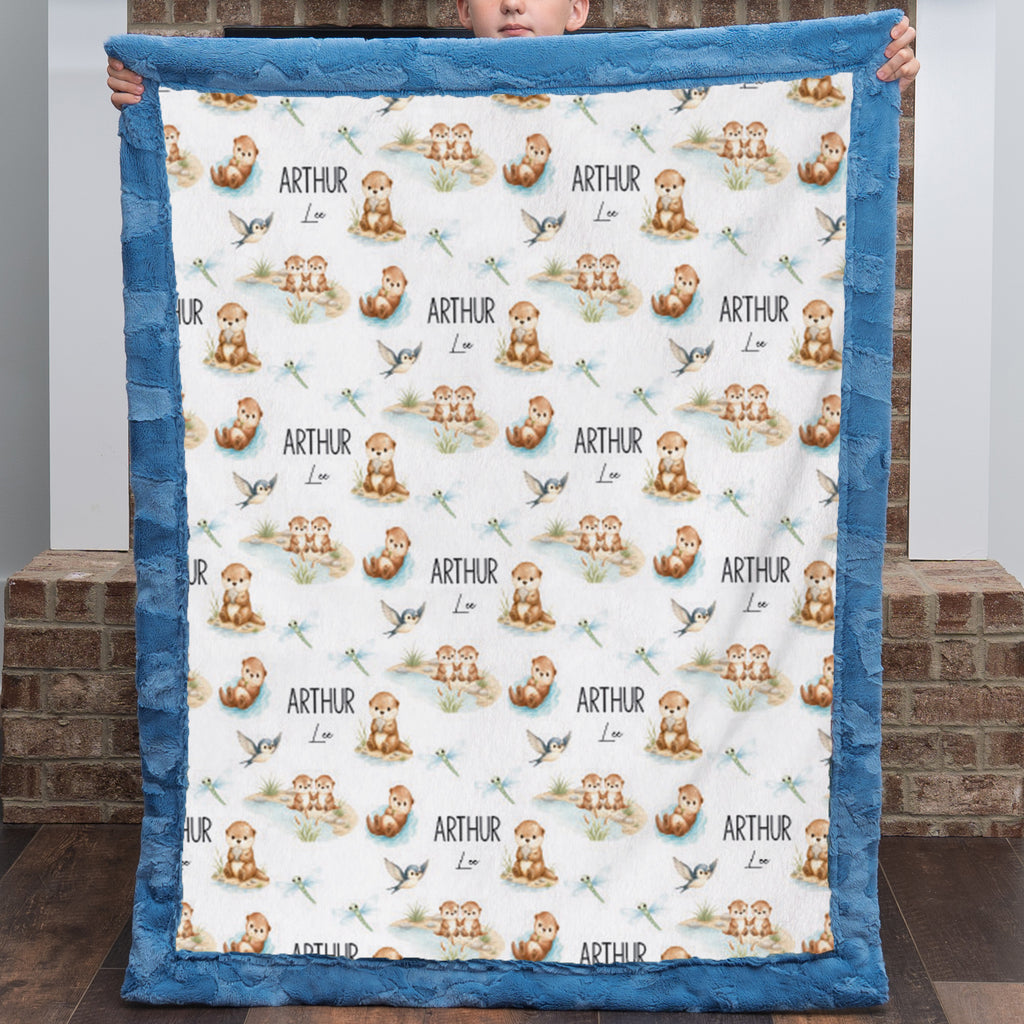 Otter Personalized Baby Blanket – Custom Name Gift